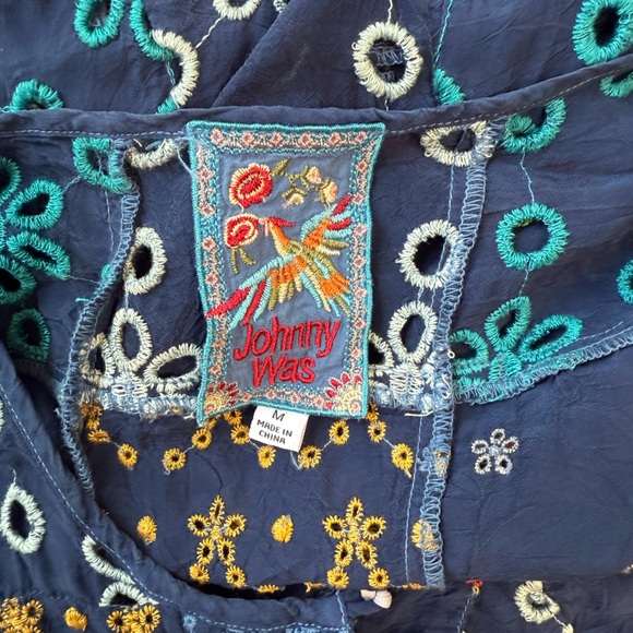 Johnny Was Navy Embroidered Midi Dress - Picture 6 of 7